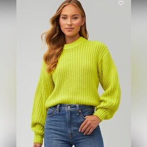 Show Me Your Mumu Sweater Bailey lime Green Cable Knit Crewneck size Medium NWT